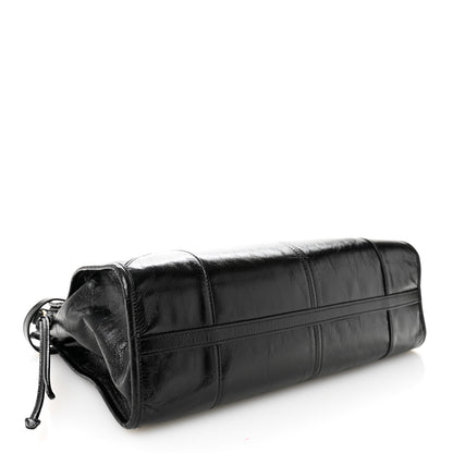 Prada Glossy Calfskin Triangle Large Bonnie Shoulder Bag Black 6 of 19