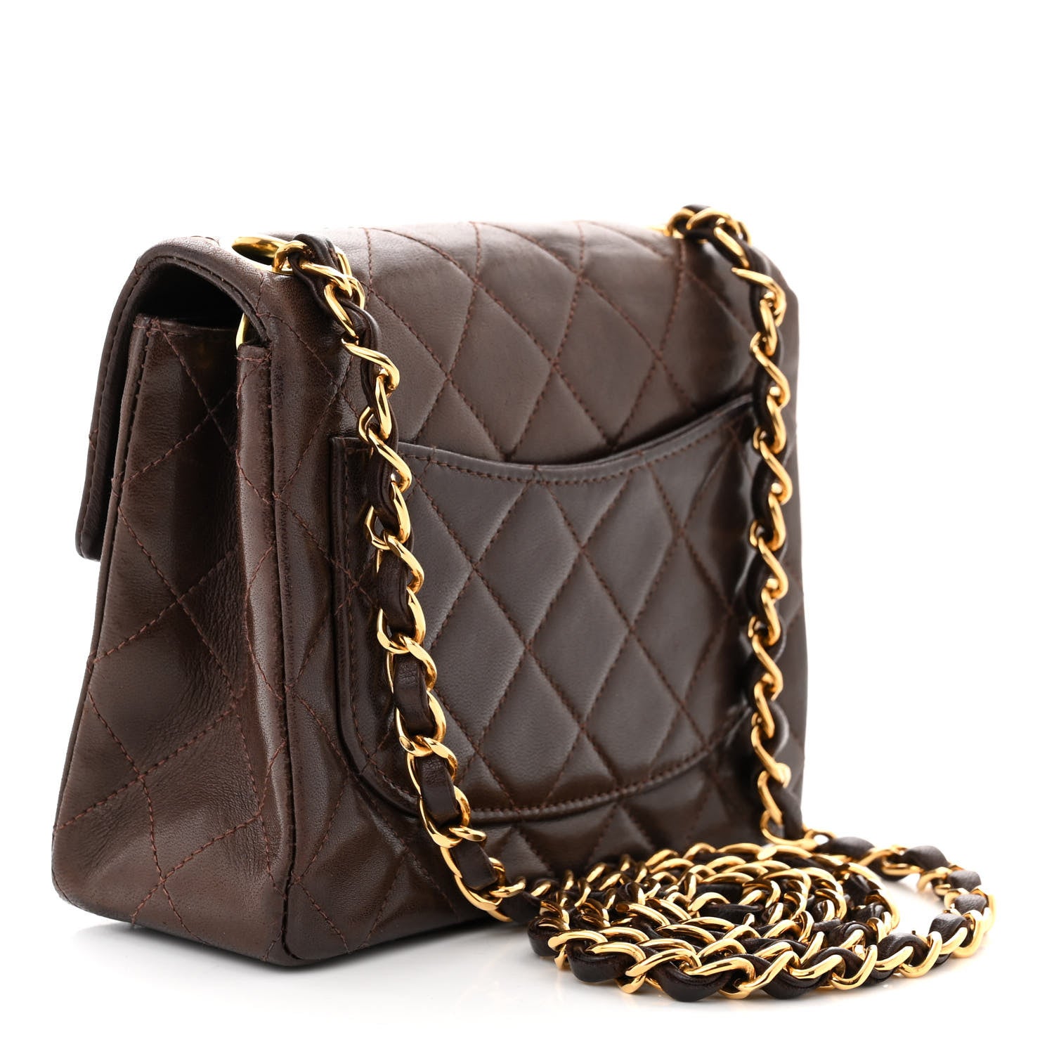 Chanel Lambskin Quilted Mini Square Flap Bag Dark Brown 3 of 13