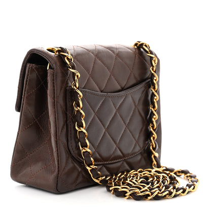 Chanel Lambskin Quilted Mini Square Flap Bag Dark Brown 3 of 13