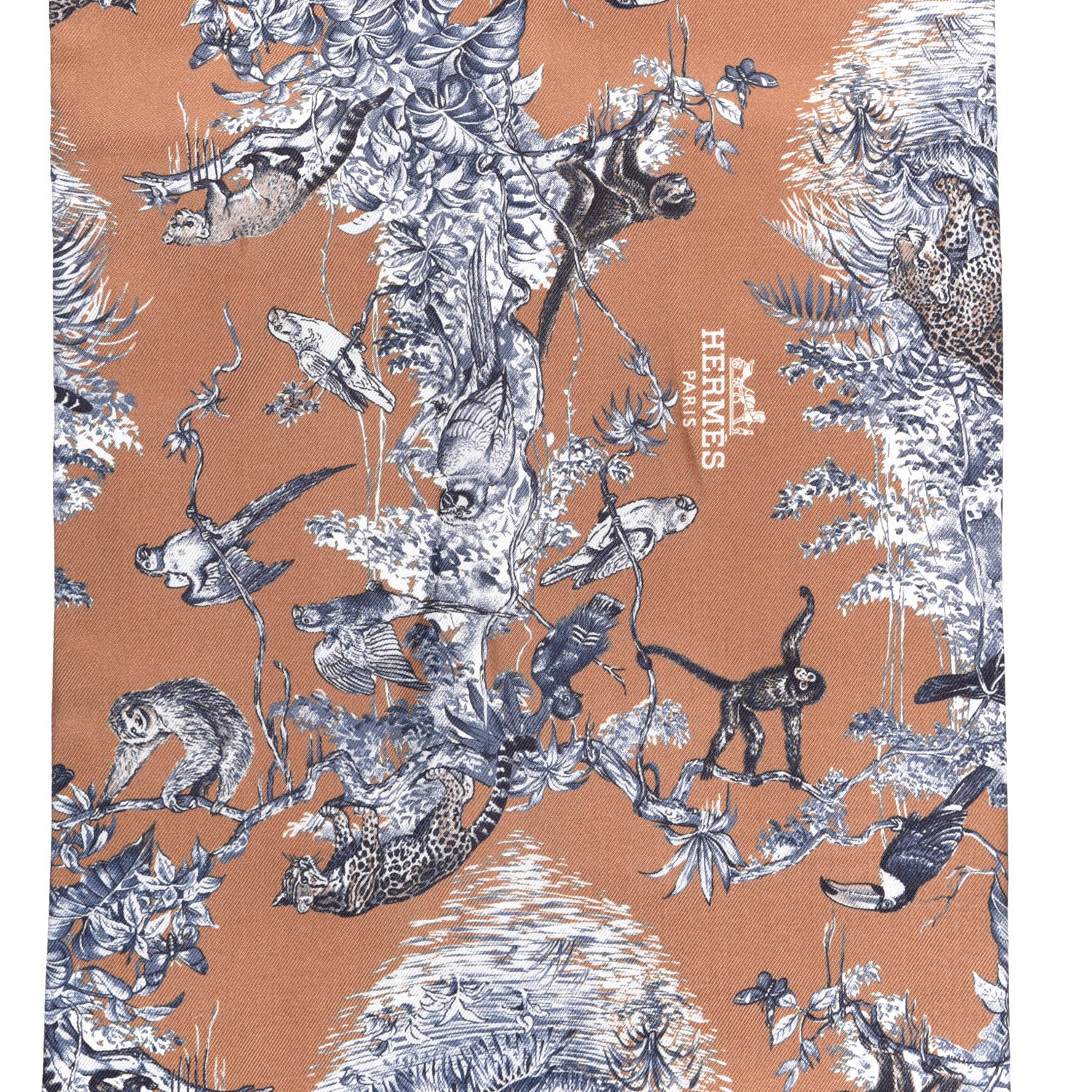 Hermes Silk Equateur Maxi Twilly Tabac Gris Bleuete 5 of 6