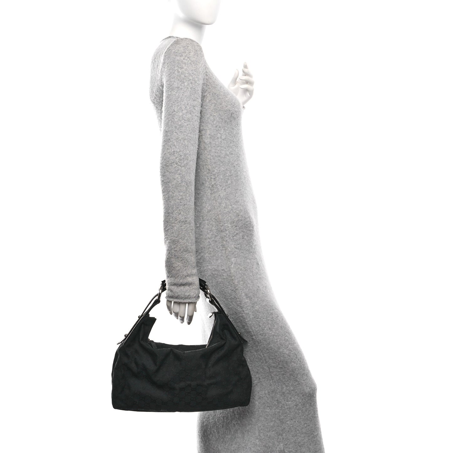 Monogram Medium Horsebit Chain Hobo Black