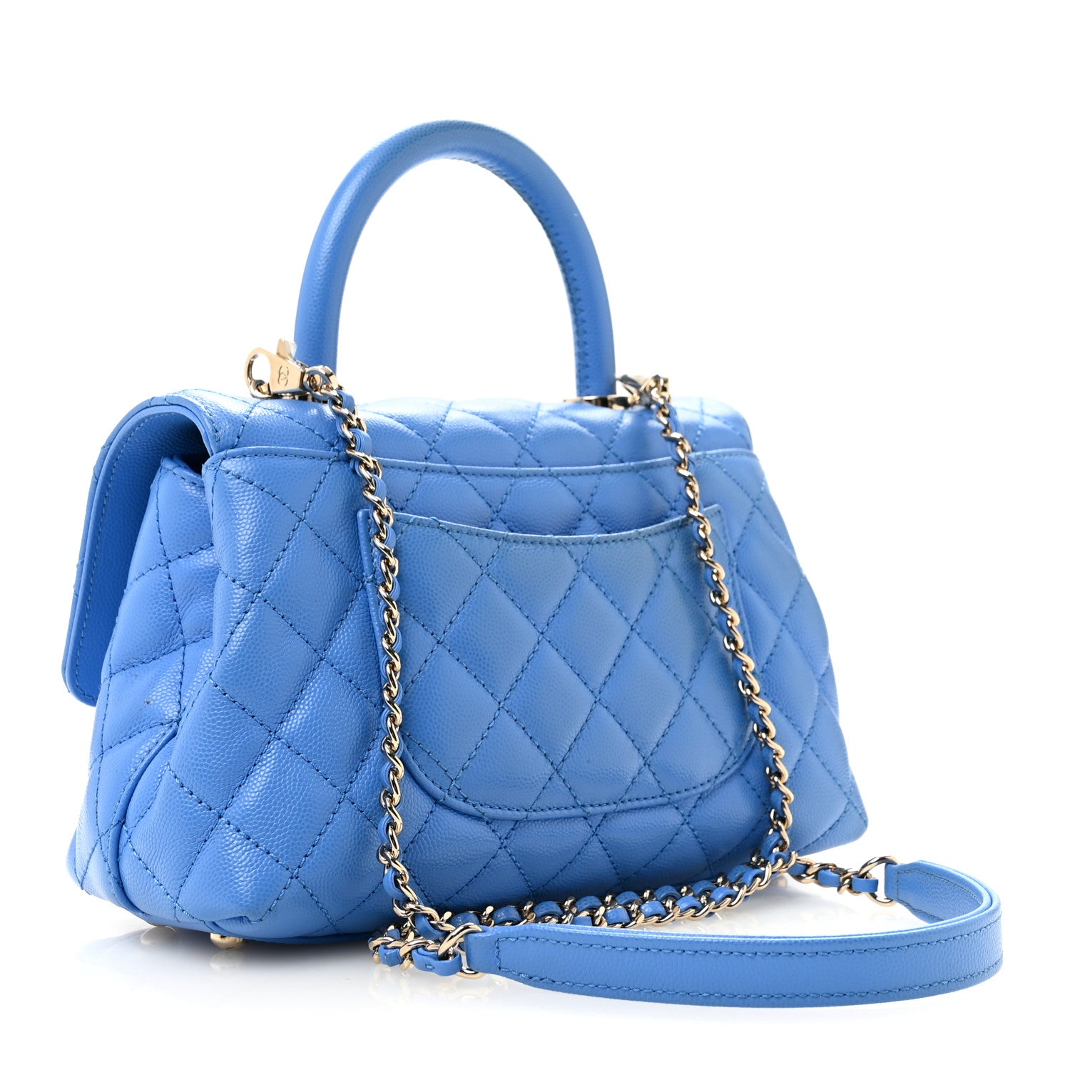 Chanel Caviar Quilted Mini Coco Handle Flap Blue 4 of 12