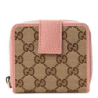 Gucci Monogram Dollar Calfskin Zip Around French Flap Wallet Beige Ebony Soft Pink 1 of 8