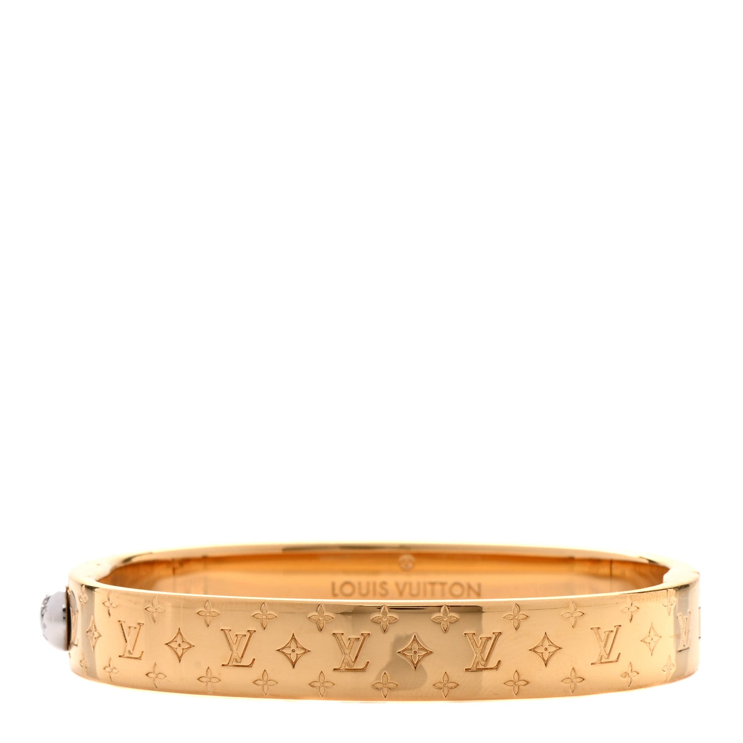 Louis Vuitton Brass Monogram Nanogram Cuff S Gold 1 of 5
