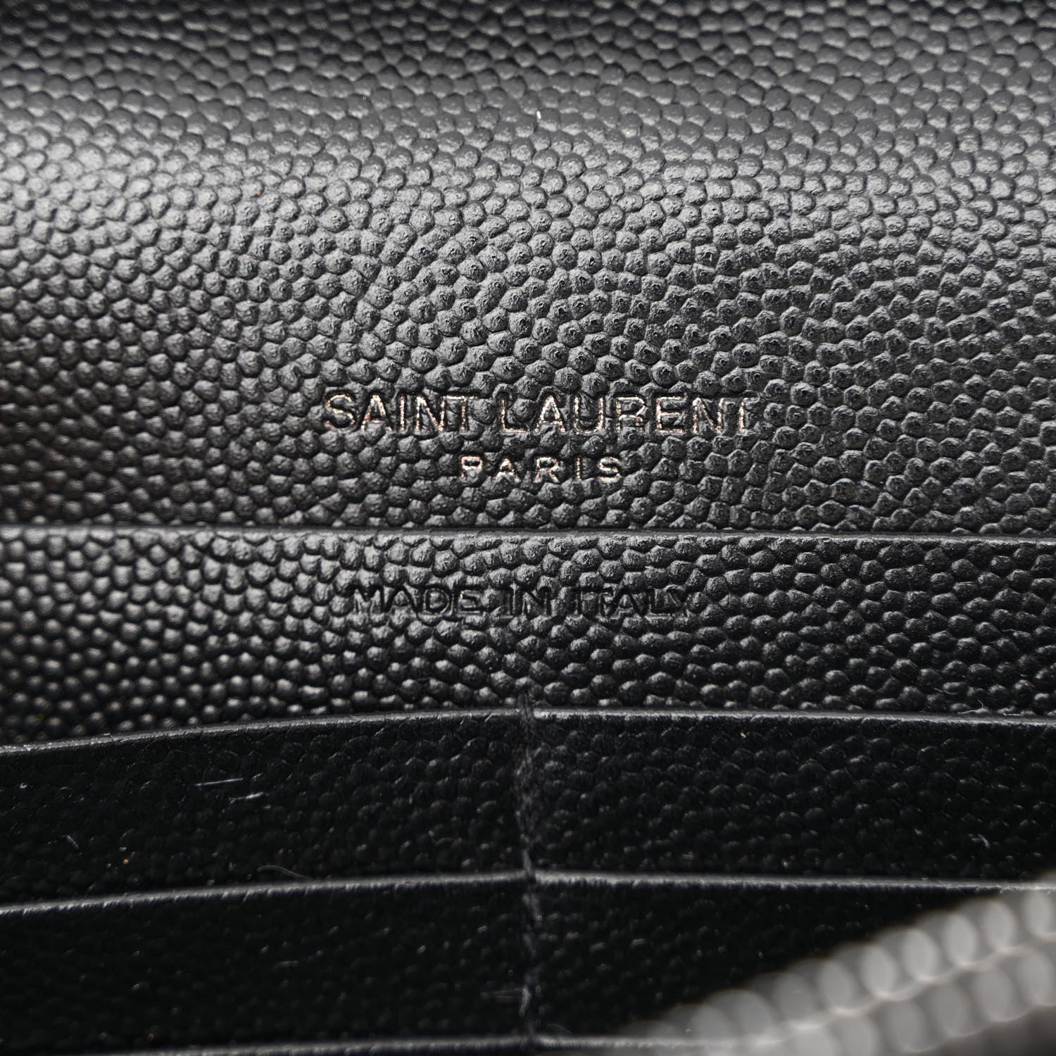 Saint Laurent Grain De Poudre Matelasse Chevron Monogram Monochrome Chain Wallet Black 5 of 9