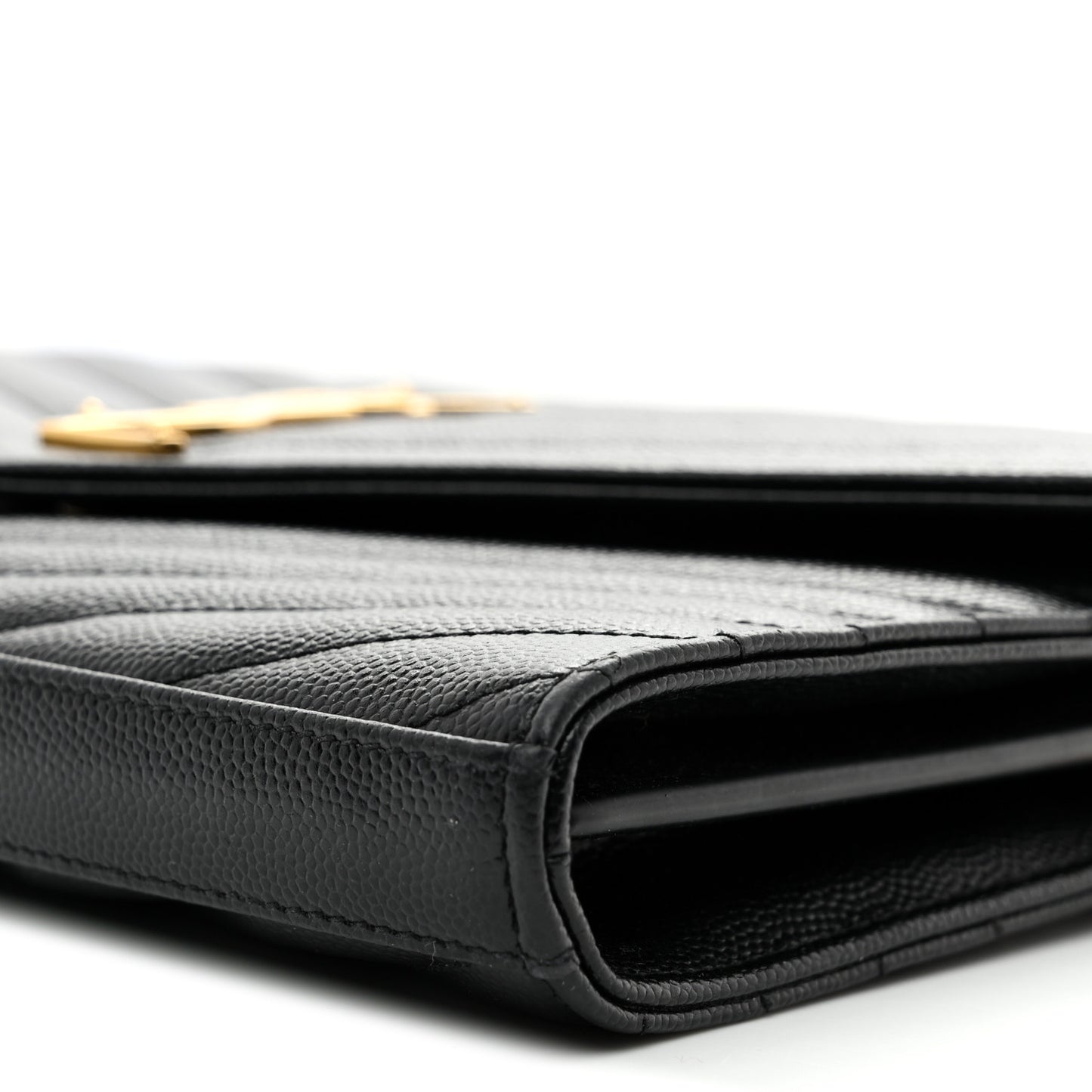 Grain De Poudre Matelasse Chevron Monogram Chain Wallet Black