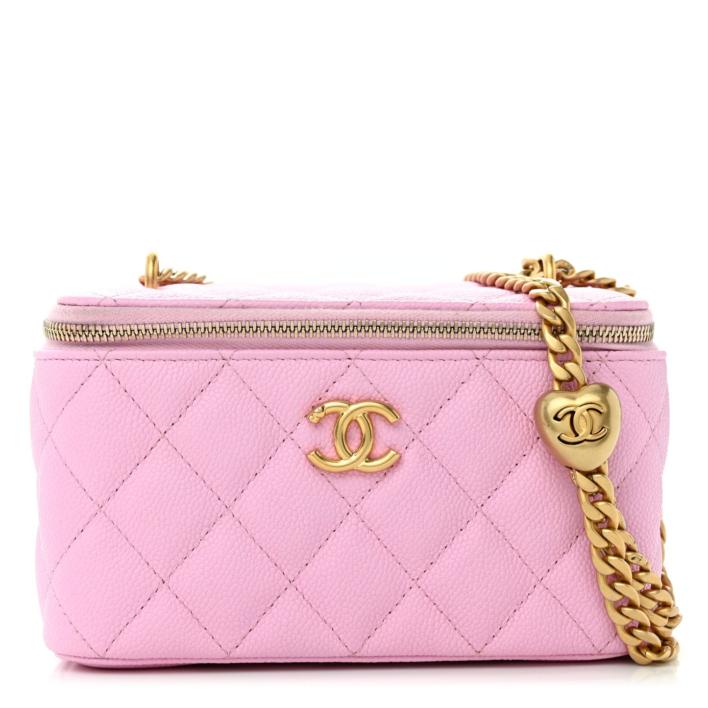 Caviar Quilted Sweetheart Vanity Case Pink