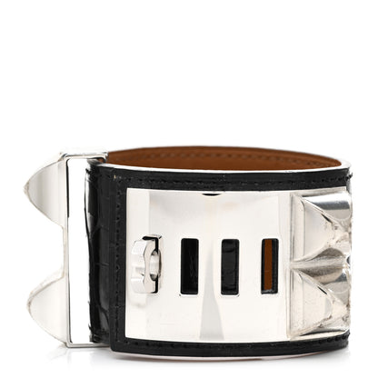 Hermes Shiny Alligator Collier de Chien CDC Bracelet T2 Black 2 of 4