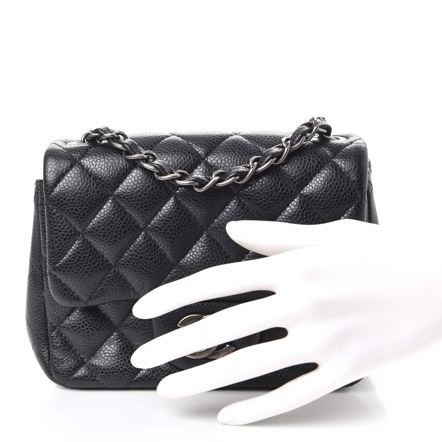 Caviar Quilted Mini Square Flap Black