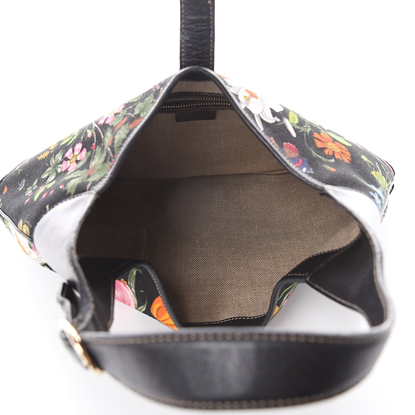 Canvas Floral Flora Medium Jackie O Bouvier Hobo Black