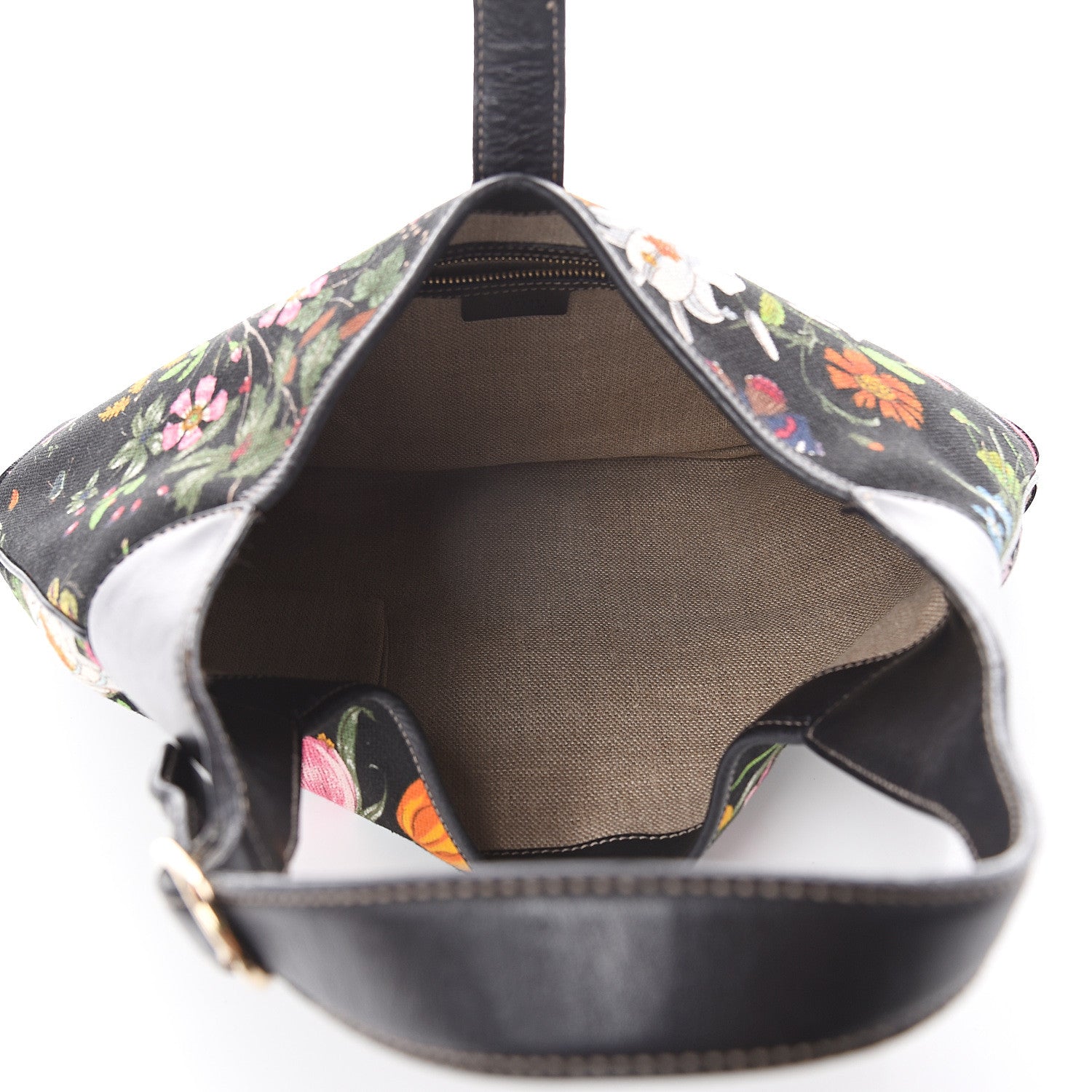 Gucci Canvas Floral Flora Medium Jackie O Bouvier Hobo Black 4 of 8