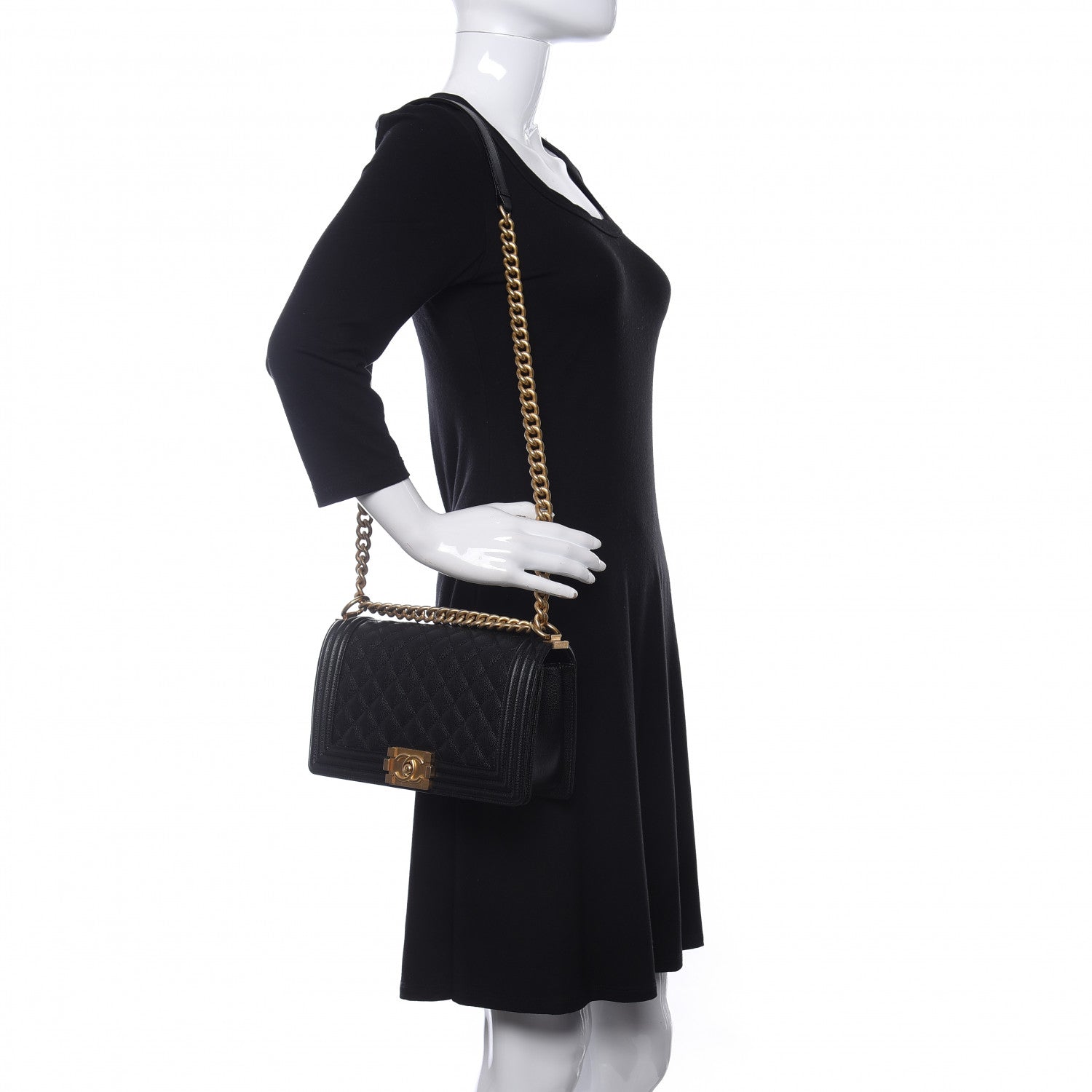 Chanel Caviar Quilted Medium Boy Flap Black 2 of 11