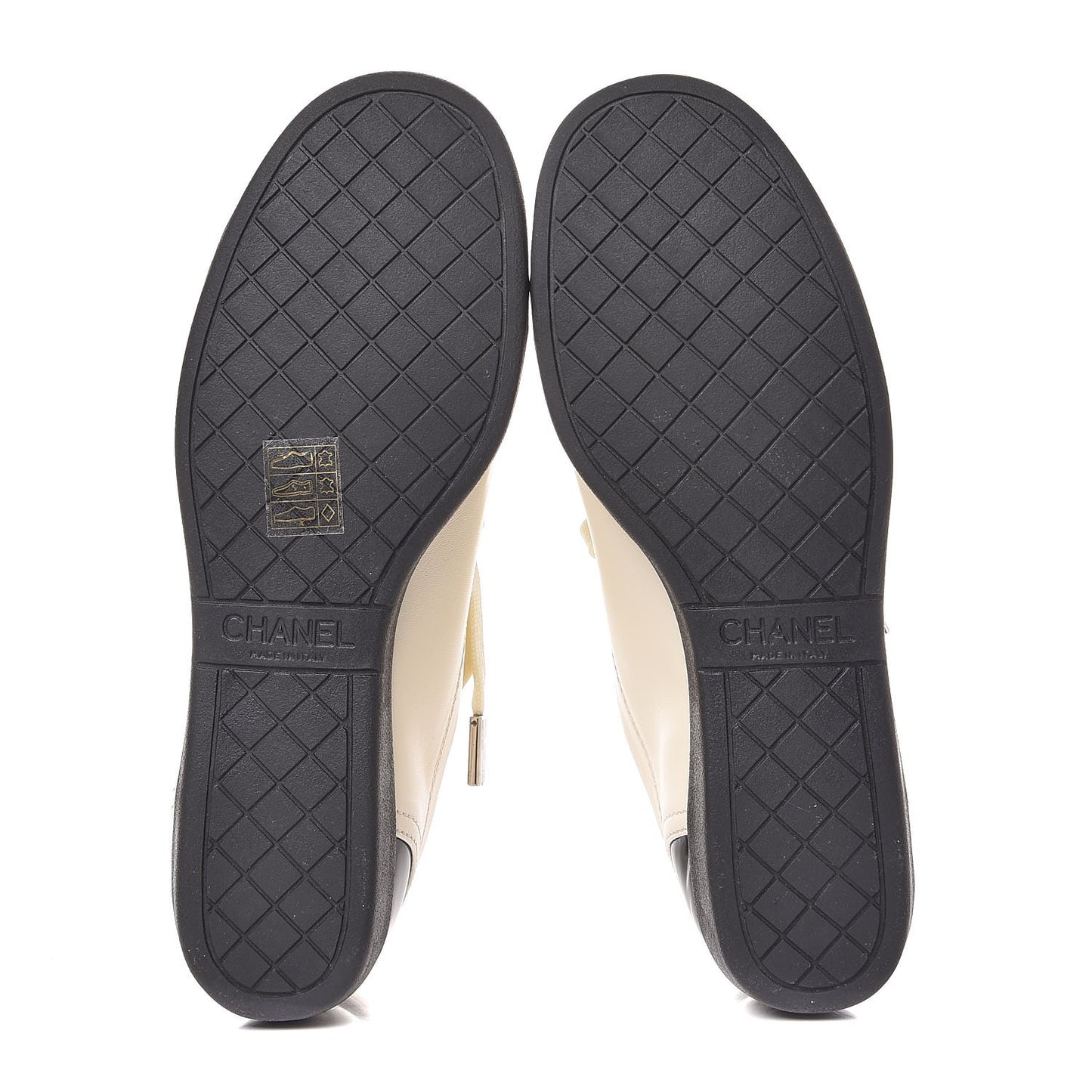 Lambskin Patent Calfskin CC Sneakers 38 White Black