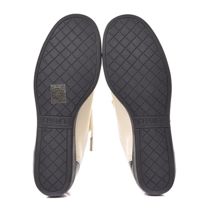 Chanel Lambskin Patent Calfskin CC Sneakers 38 White Black 5 of 12