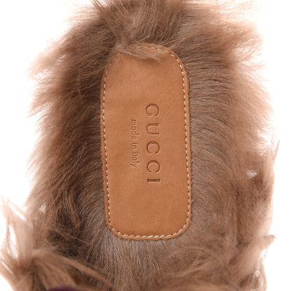 Gucci Malaga Kid Fur Womens Princetown Slippers 38.5 Vintage Bordeaux 6 of 10