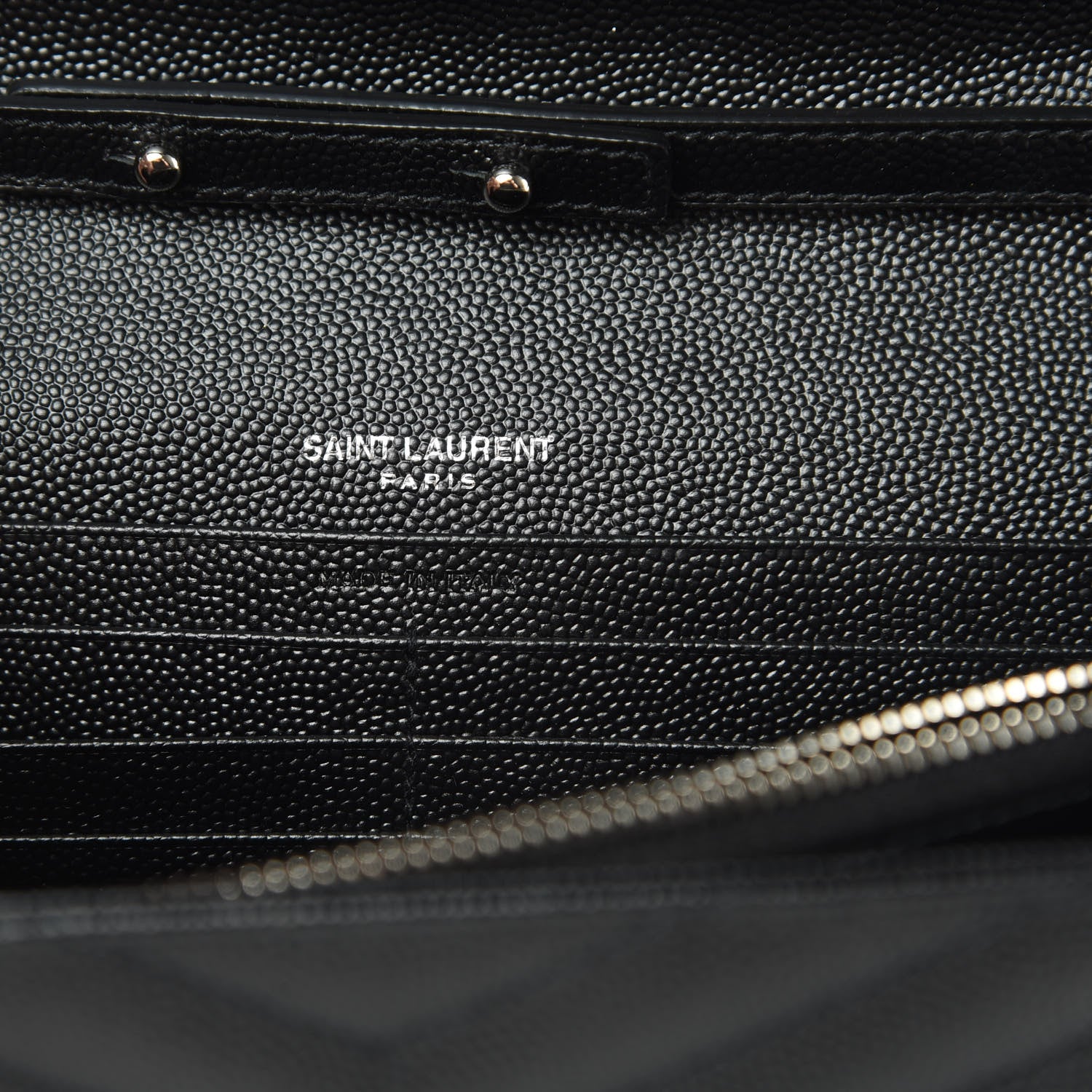 Saint Laurent Grain De Poudre Matelasse Chevron Monogram Chain Wallet Black 6 of 11