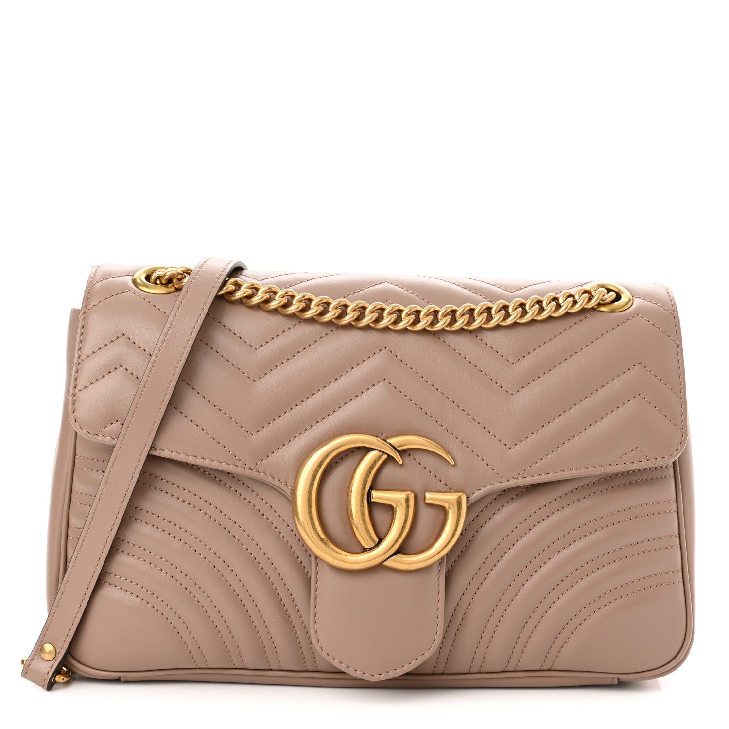 Gucci Calfskin Matelasse Medium GG Marmont Shoulder Bag Porcelain Rose 1 of 12