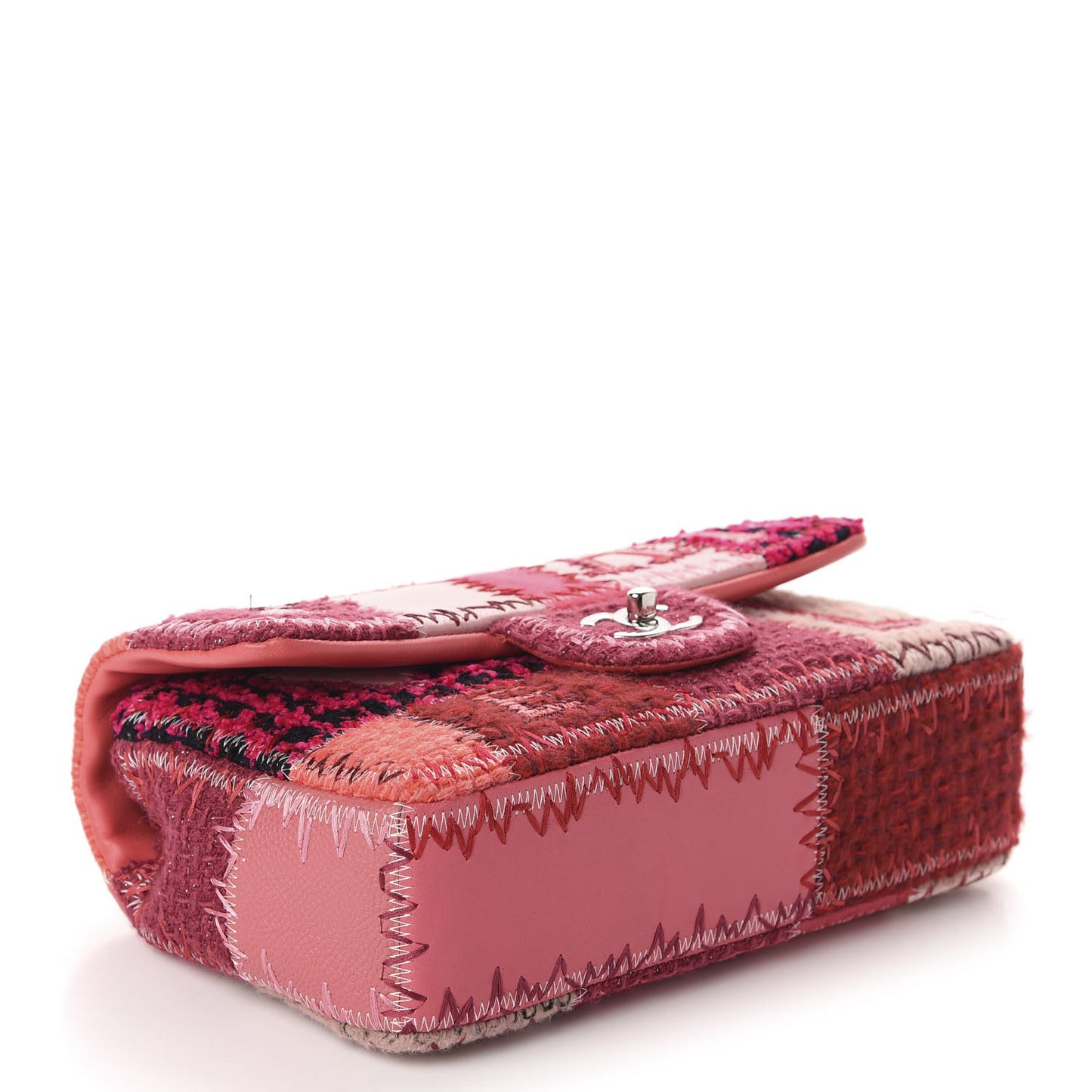Tweed Patchwork Medium Single Flap Pink