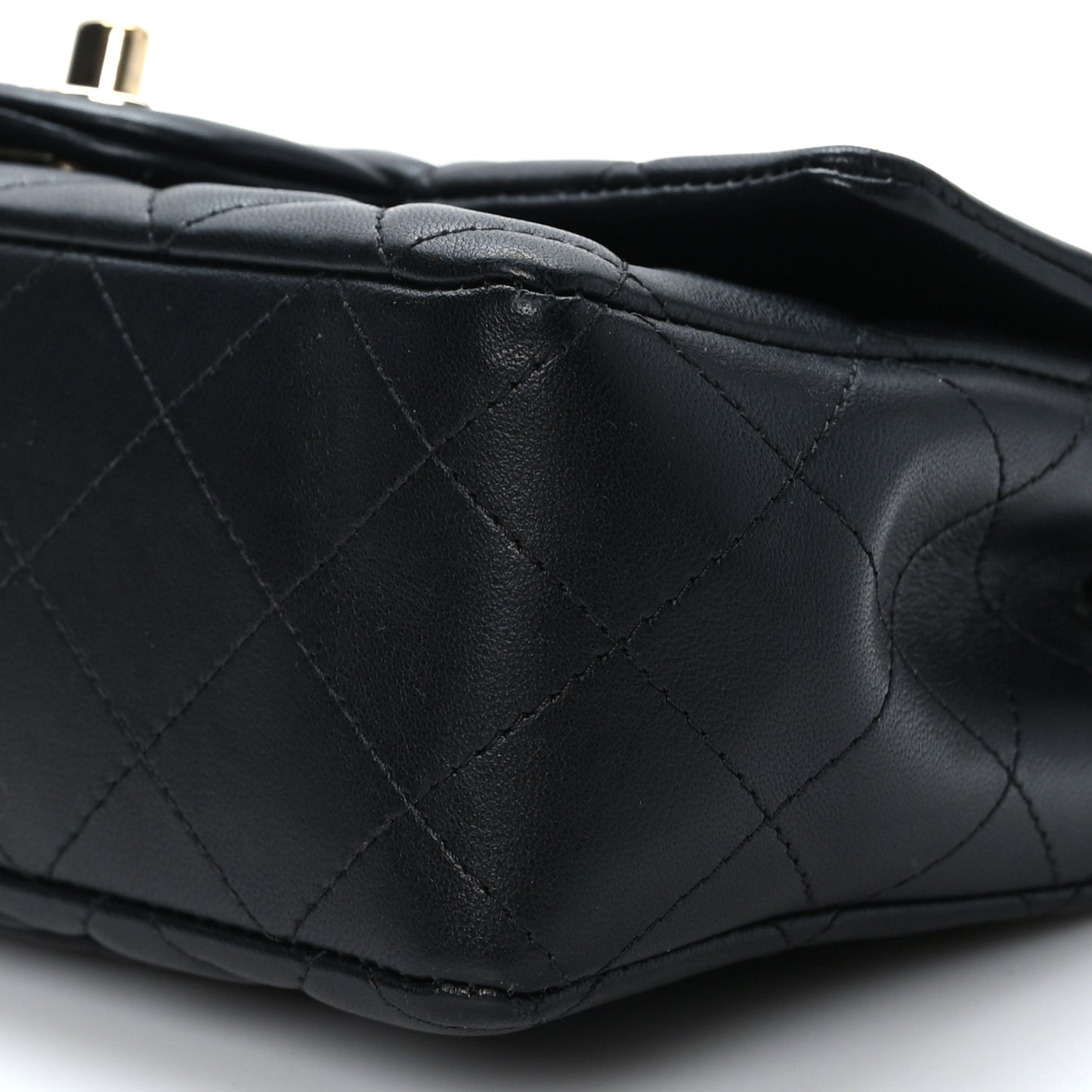 Lambskin Quilted Mini Rectangular Flap Black