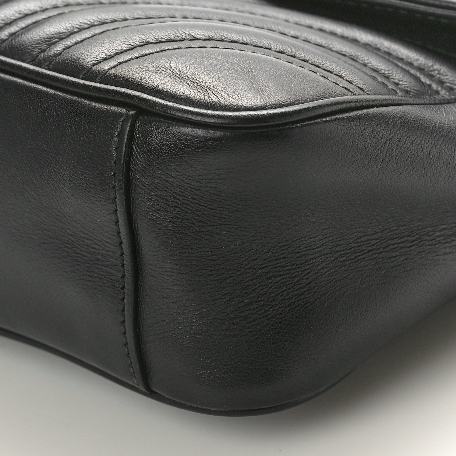Gucci Calfskin Matelasse Small GG Marmont Shoulder Bag Black 10 of 11