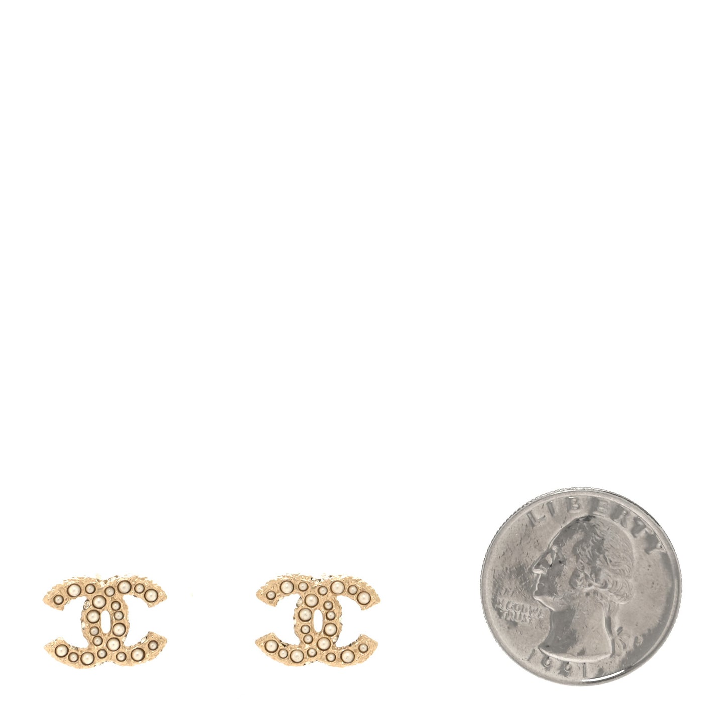 Metal Graduated Pearl Crystal CC Earrings Light Gold