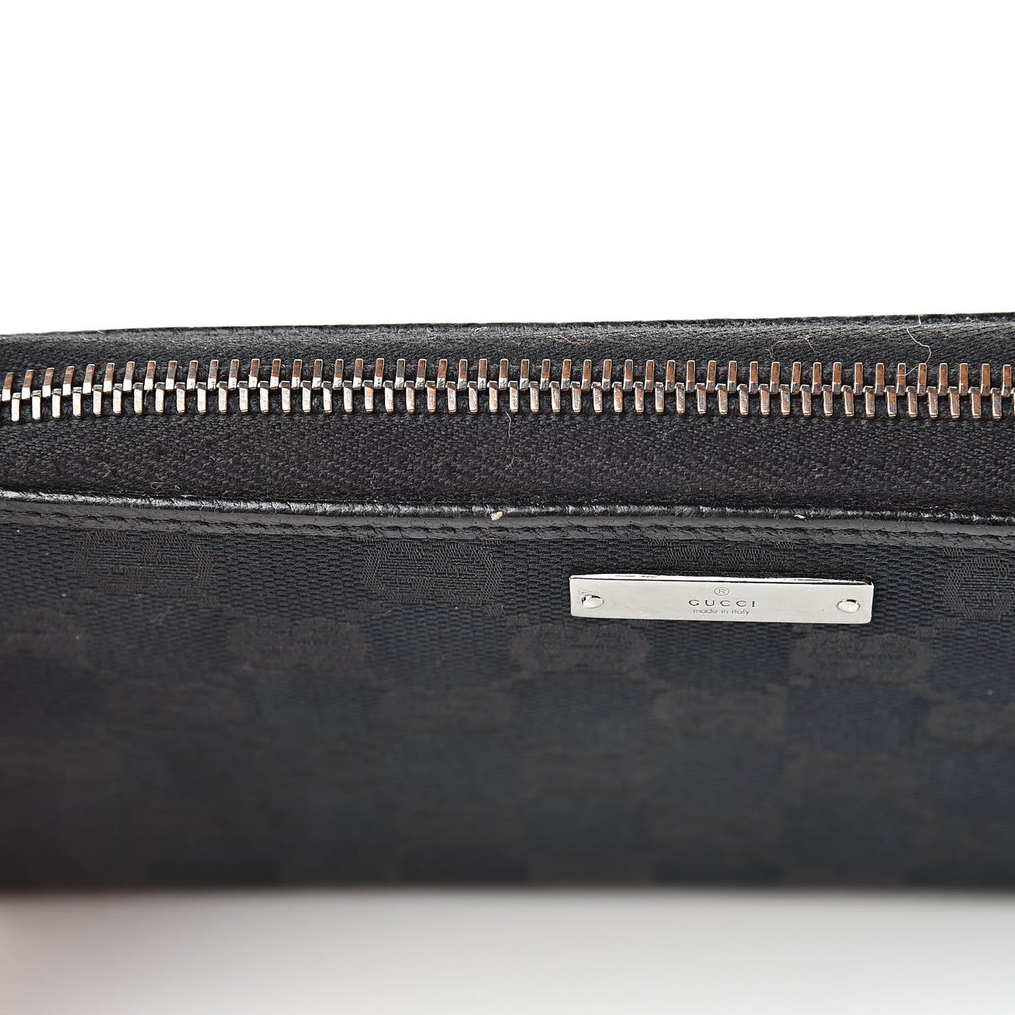 Monogram Metal Bar Zip Around Wallet Black