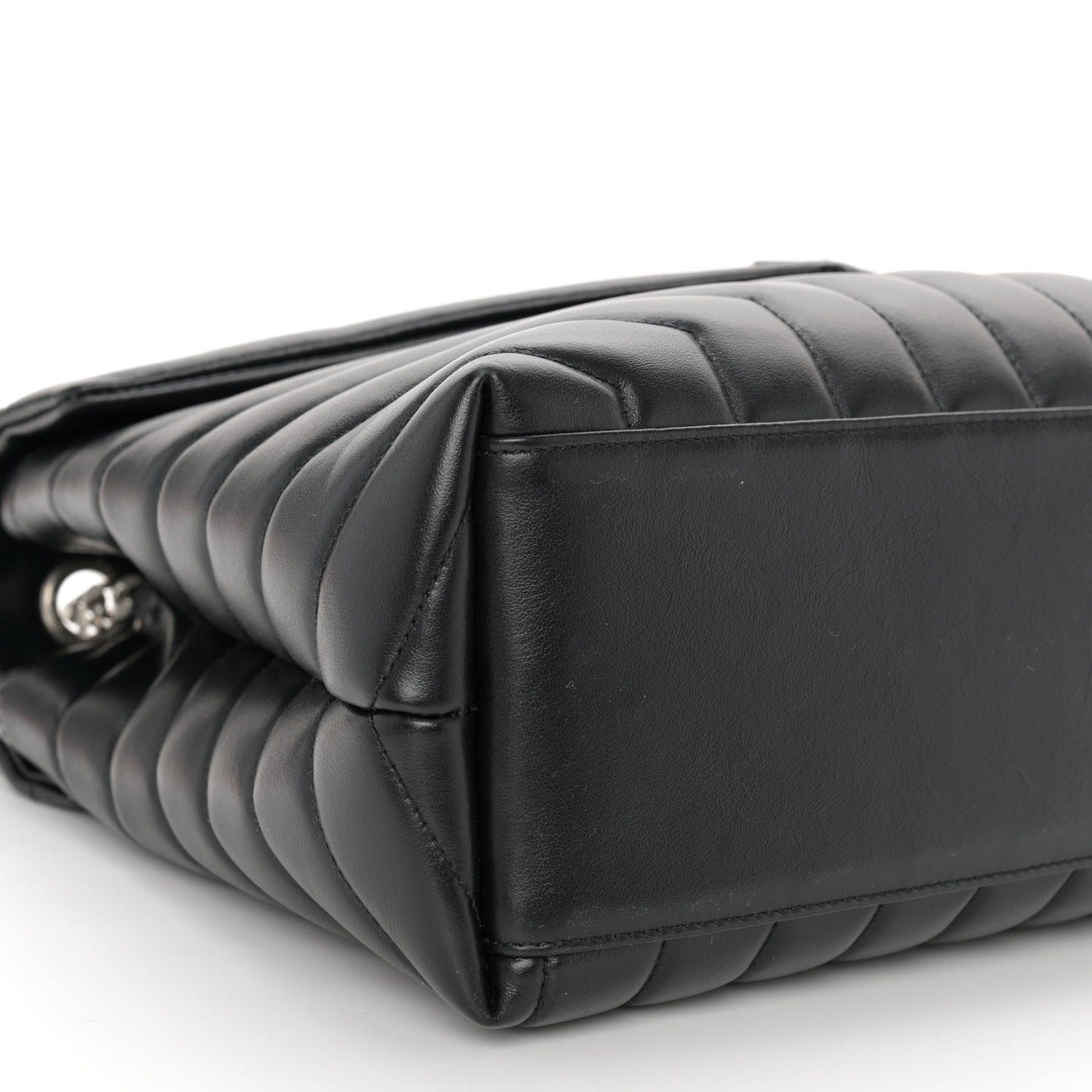Calfskin Y Quilted Monogram Medium Loulou Chain Satchel Black