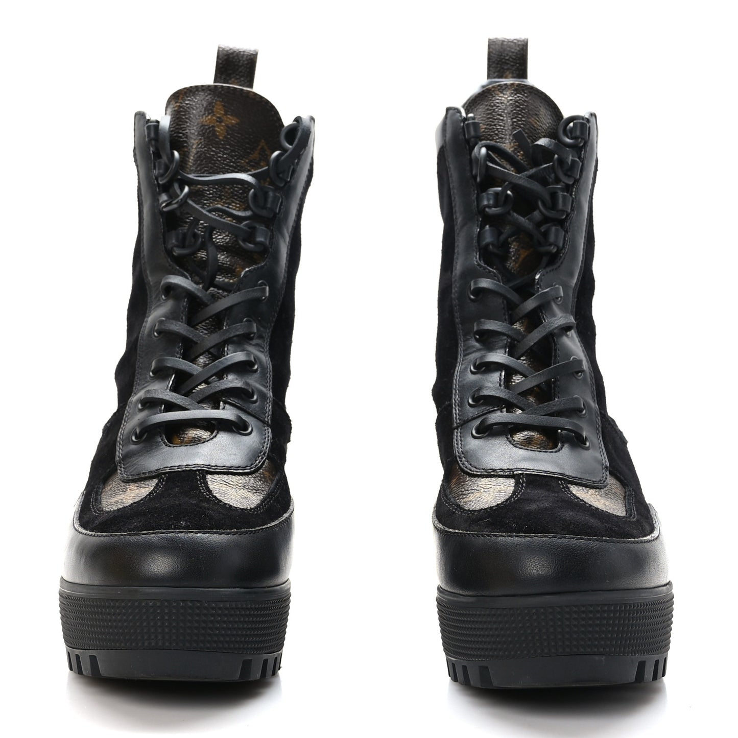 Suede Calfskin Monogram Laureate Platform Desert Boots 40 Black