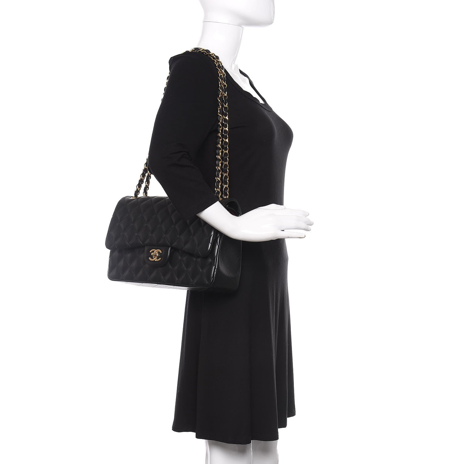 Chanel Lambskin Quilted Jumbo Double Flap Black 2 of 14