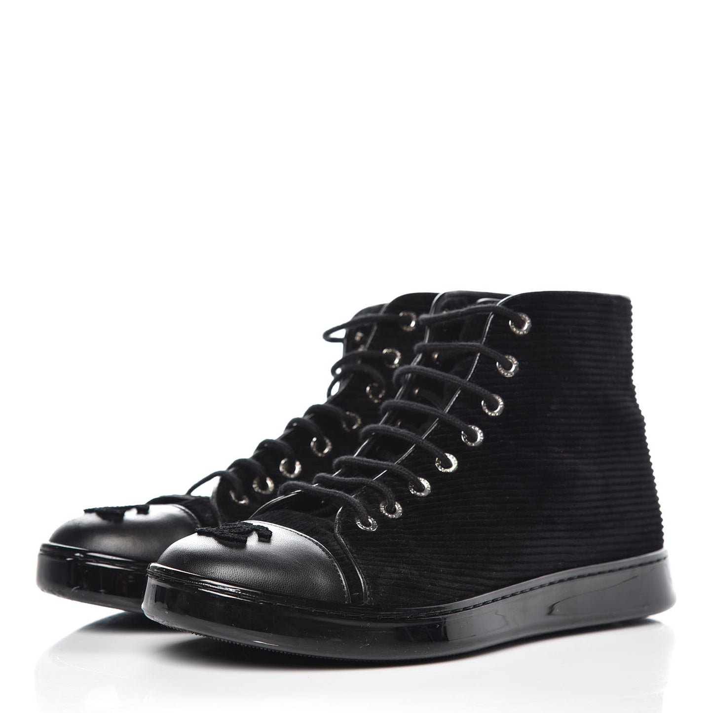 Corduroy Lambskin High Top Sneakers 36.5 Black
