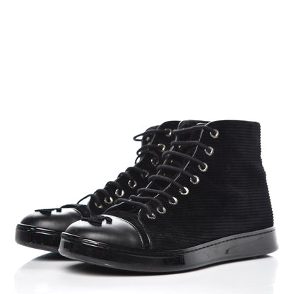 Chanel Corduroy Lambskin High Top Sneakers 36.5 Black 3 of 12