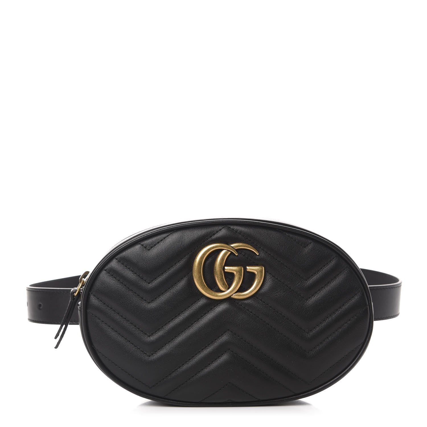 Gucci Calfskin Matelasse GG Marmont Belt Bag 75 30 Black 1 of 11