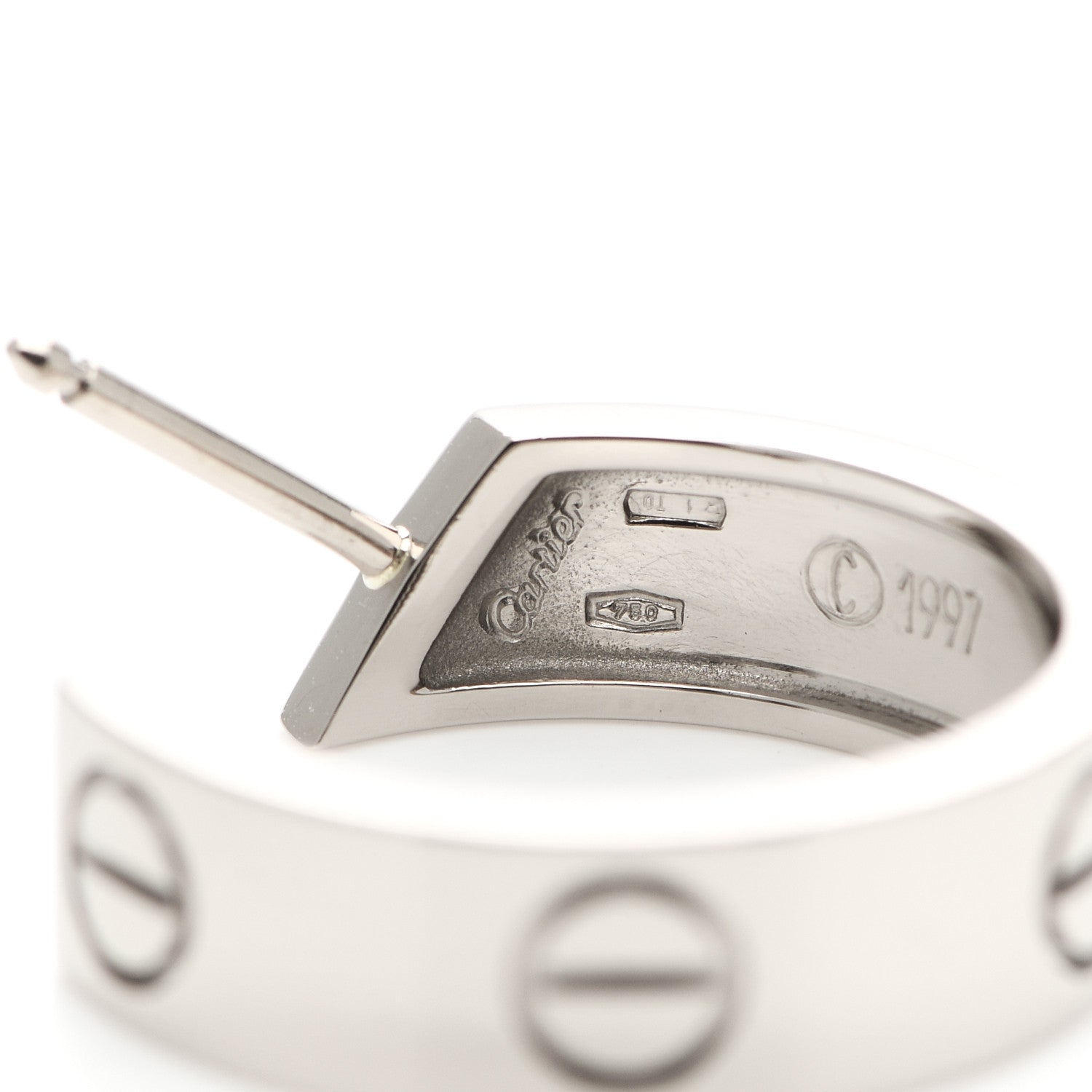 Cartier 18K White Gold 5.5mm LOVE Hoop Earrings 6 of 6