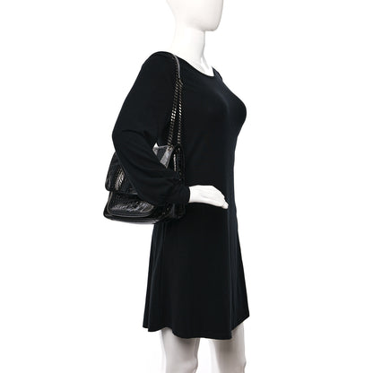 Saint Laurent Patent Crocodile Embossed Lambskin Monogram Medium Niki Chain Satchel Black 2 of 12
