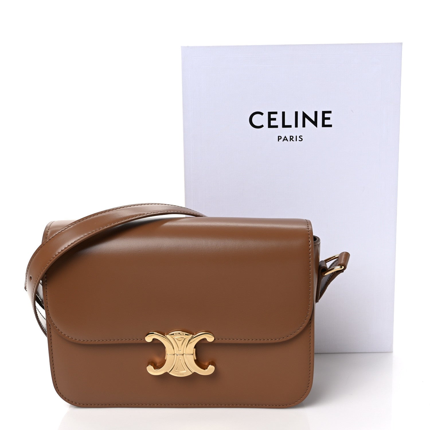 Celine Shiny Calfskin Medium Triomphe Bronze 10 of 10