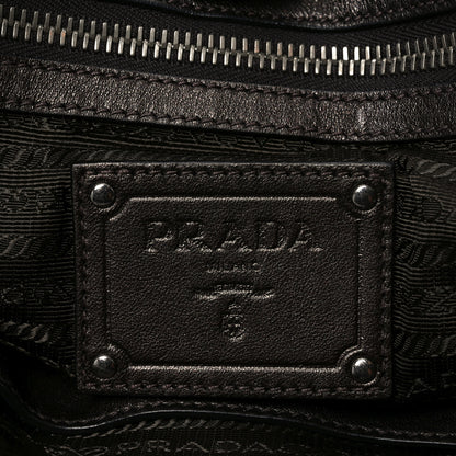 Prada Metallic Nappa Ruffle Hobo Grafite Mordore 6 of 9