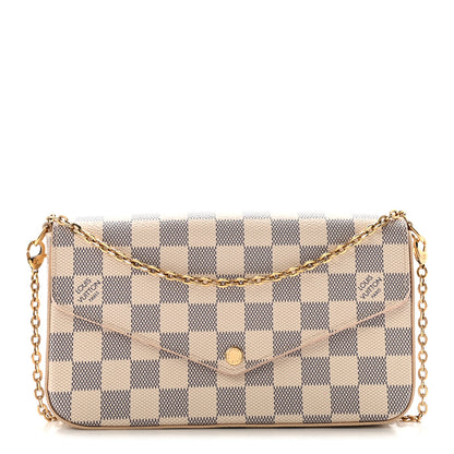 Louis Vuitton Damier Azur Pochette Felicie Chain Wallet Rose Ballerine 1 of 10