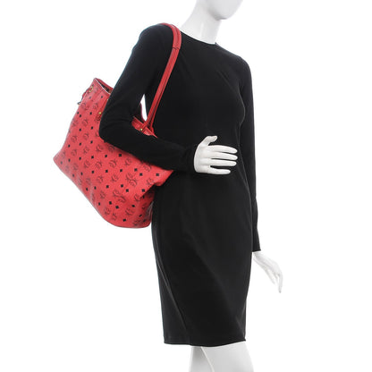 MCM Visetos Medium Reversible Shopper Project Tote Red Jaguar Brown 2 of 17