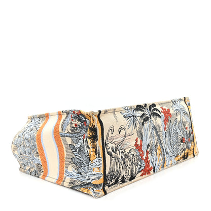 Christian Dior Canvas Embroidered Toile De Jouy Tropicalia Large Book Tote Denim Blue 4 of 13