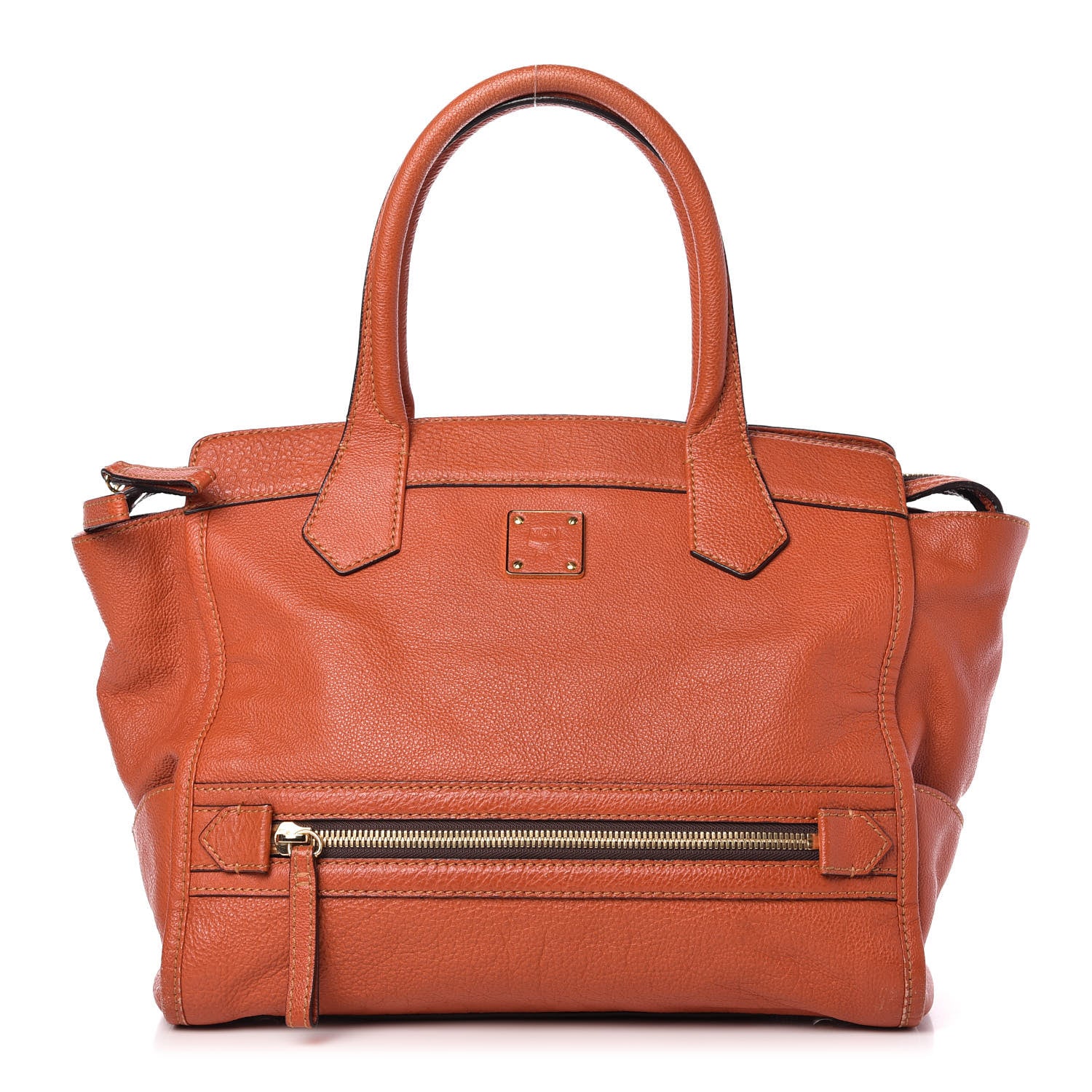 MCM Grained Calfskin Tote Orange 1 of 10