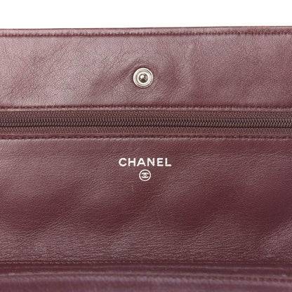 Chanel Patent Quilted Wallet On Chain WOC Dark Red 6 of 13