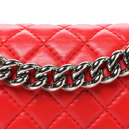 Chanel Lambskin Rubber Quilted Medium Two Tone Boy Flap Red Black 8 of 11