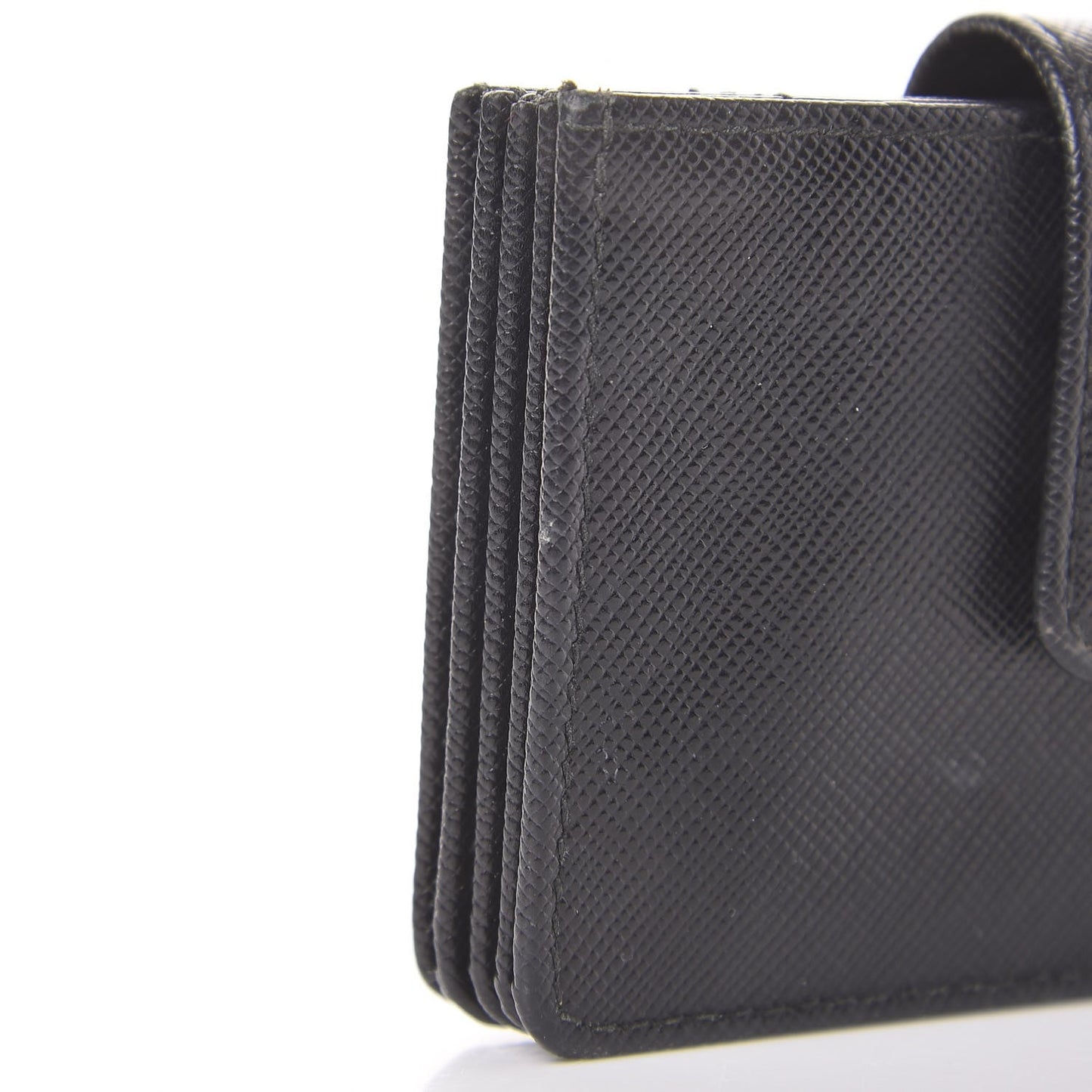 Saffiano Oro Gusseted Card Holder Black