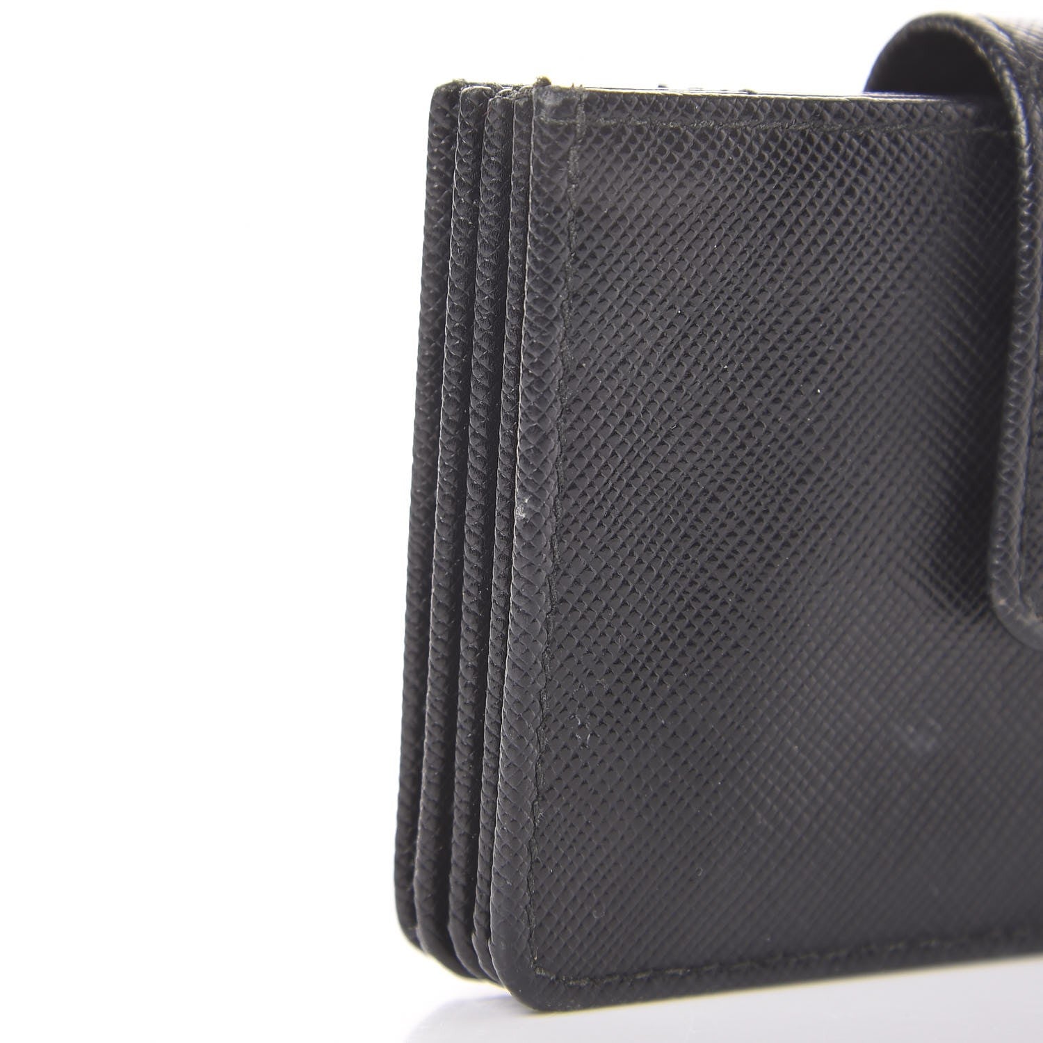 Prada Saffiano Oro Gusseted Card Holder Black 7 of 8
