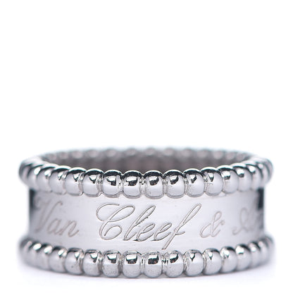 Van Cleef & Arpels 18K White Gold Perlee Signature Ring 48 4.5 1 of 7