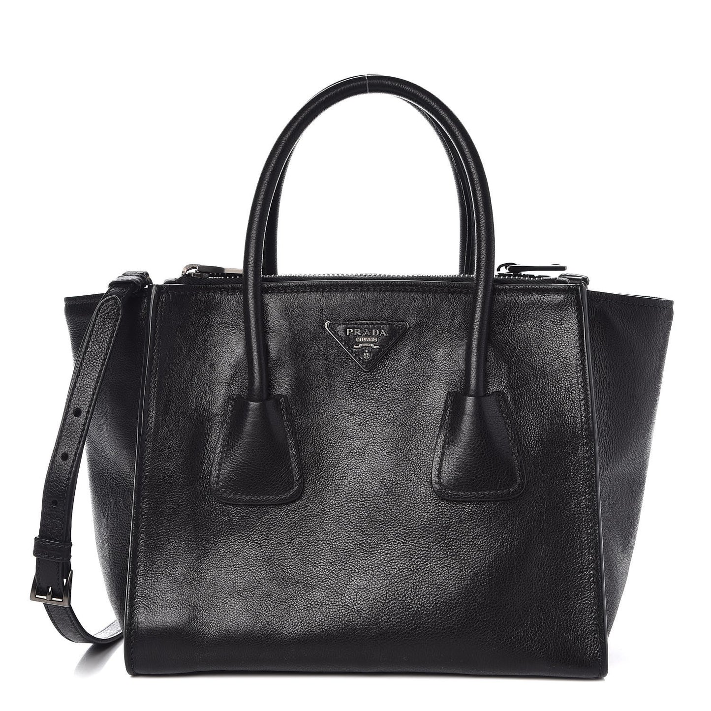 Glace Calf Twin Pocket Tote Black