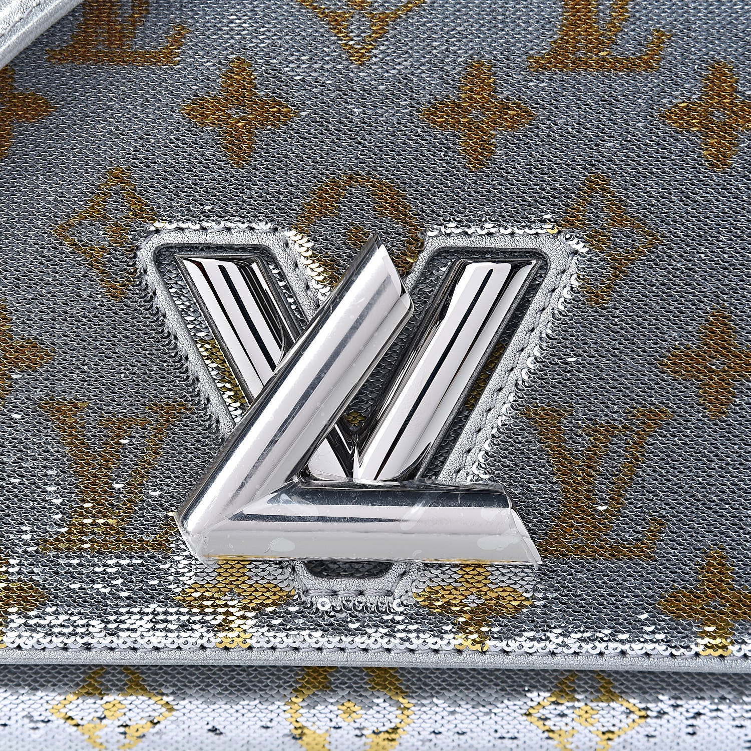 Louis Vuitton Sequins Monogram Twist Shoulder Bag PM Gold Silver 9 of 11
