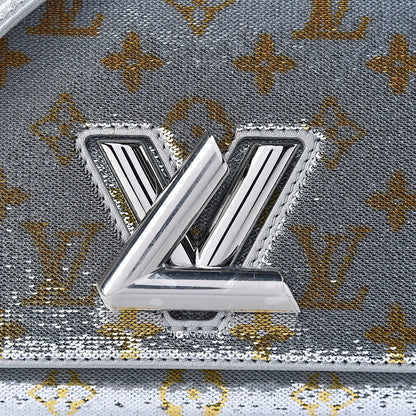 Louis Vuitton Sequins Monogram Twist Shoulder Bag PM Gold Silver 9 of 11