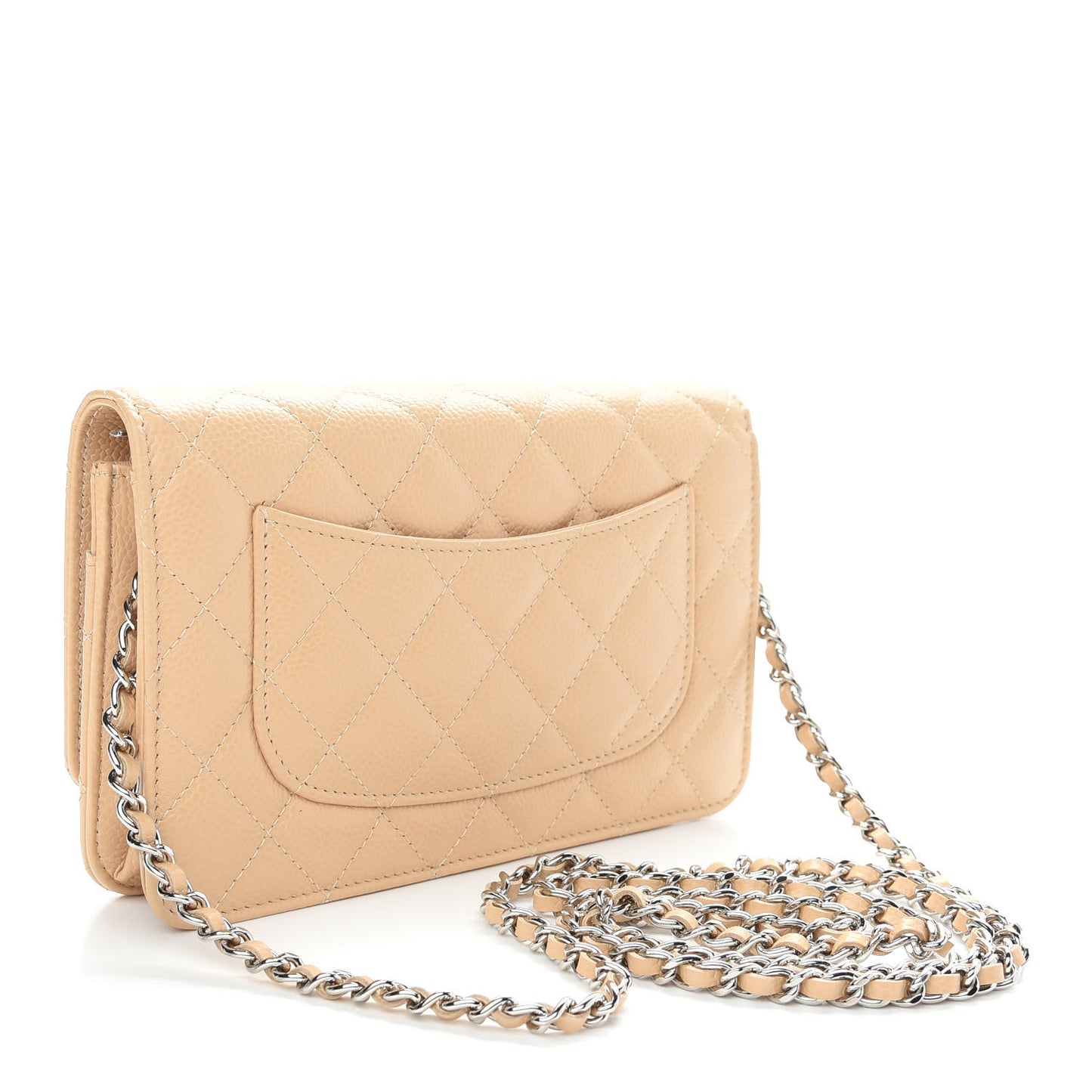 Caviar Quilted Wallet On Chain WOC Beige