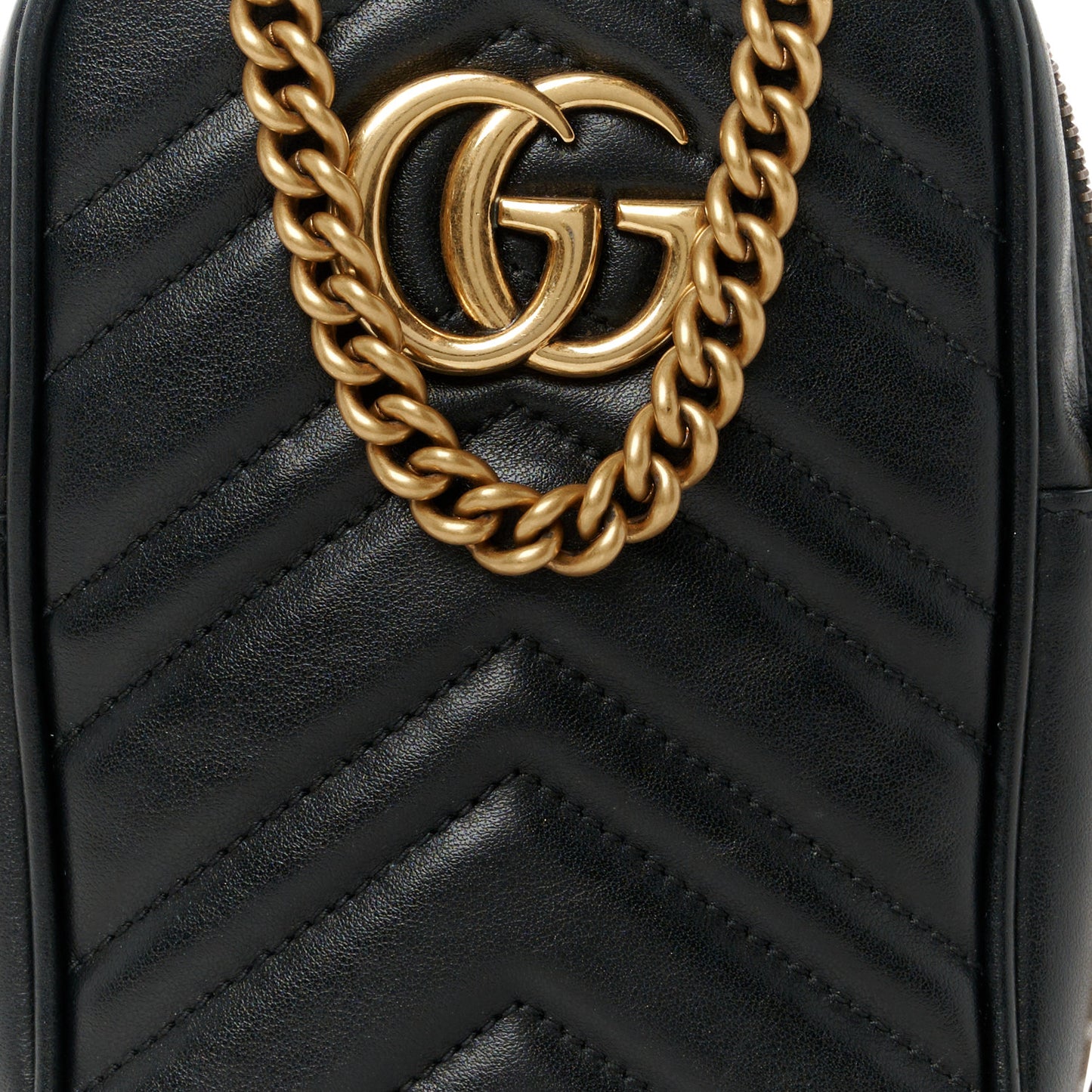 Calfskin Matelasse Mini GG Marmont Crossbody Bag Black